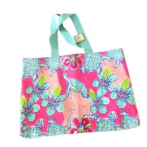 NWT The Royal Standard Extra‎ Large Canvas Tote Bag Turtles Flowers